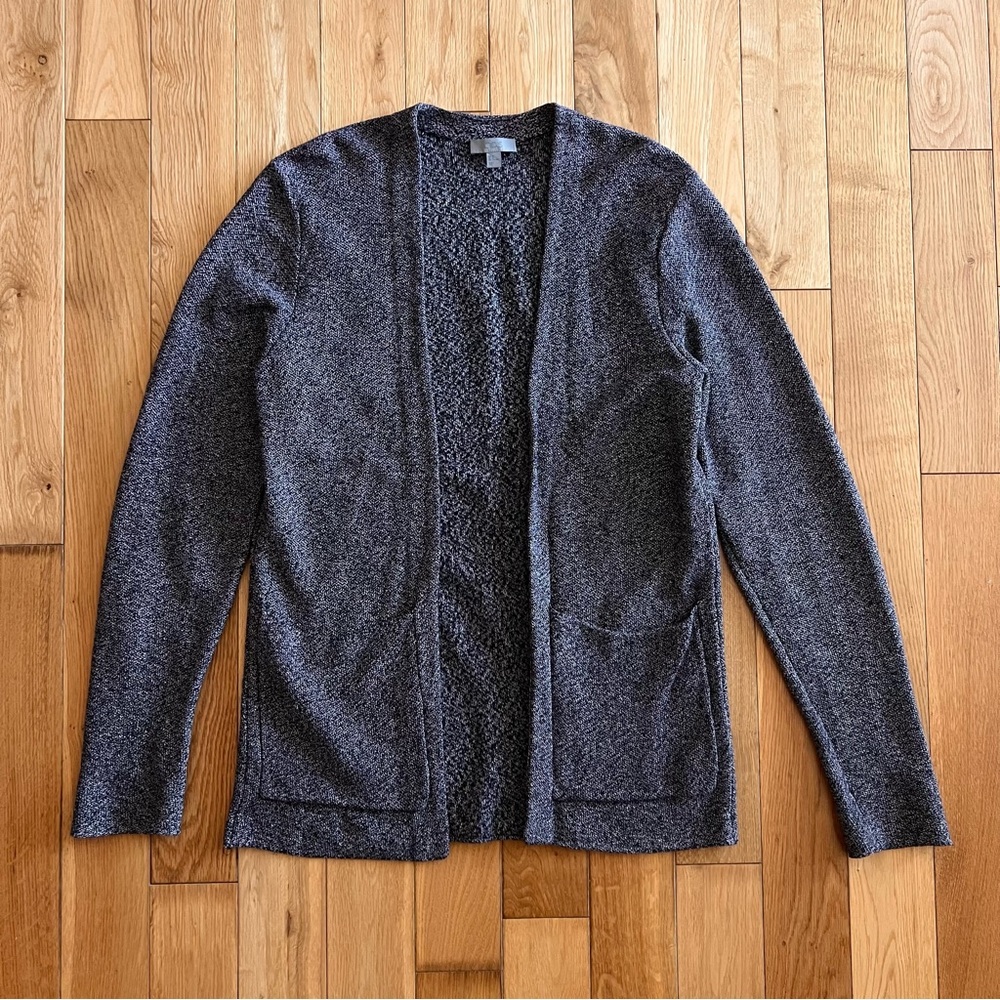 COS Womens Open Front Knit Gray Cardigan Linen Cotton Blend Size Medium
